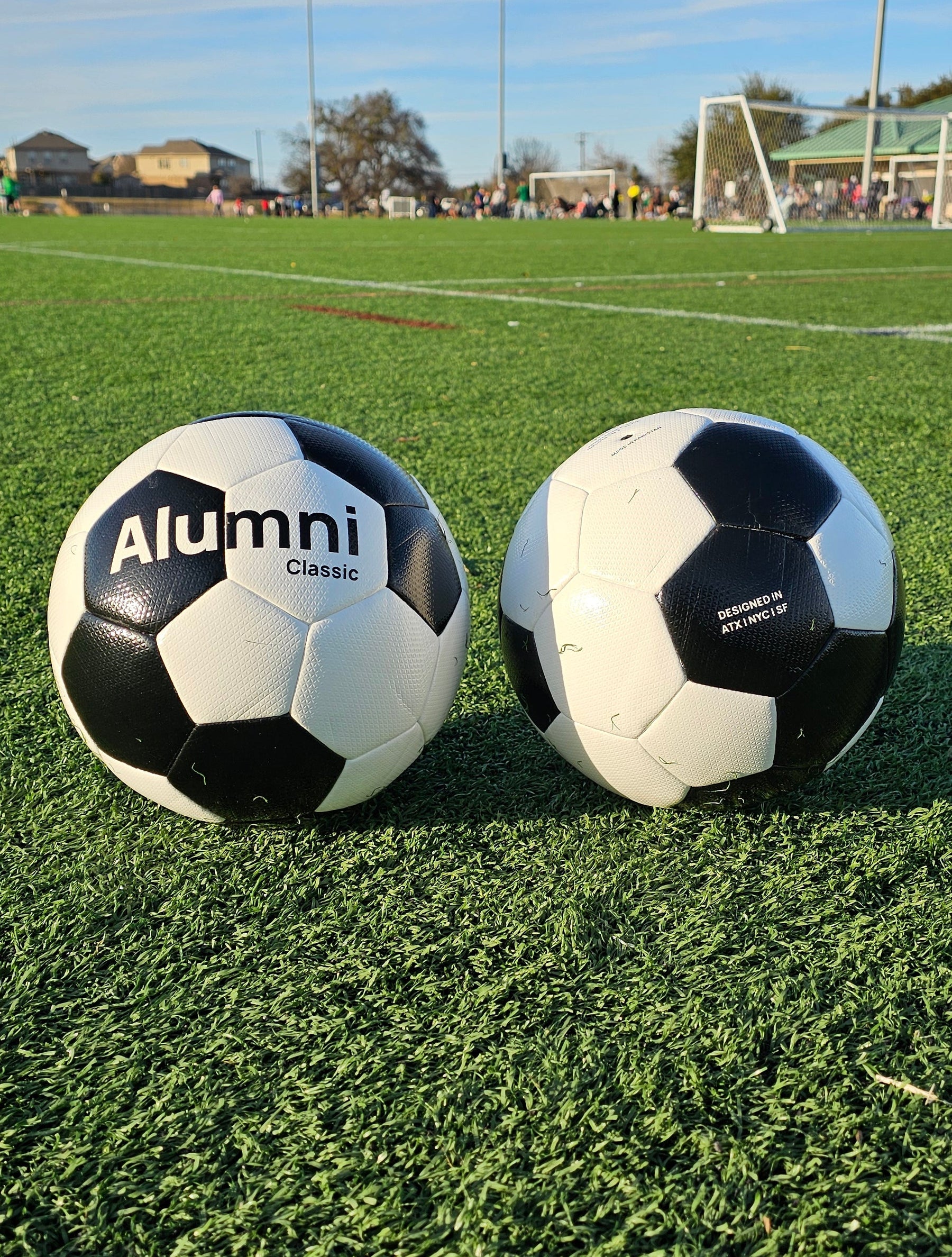 Alumni classic premium soccer balls on grass