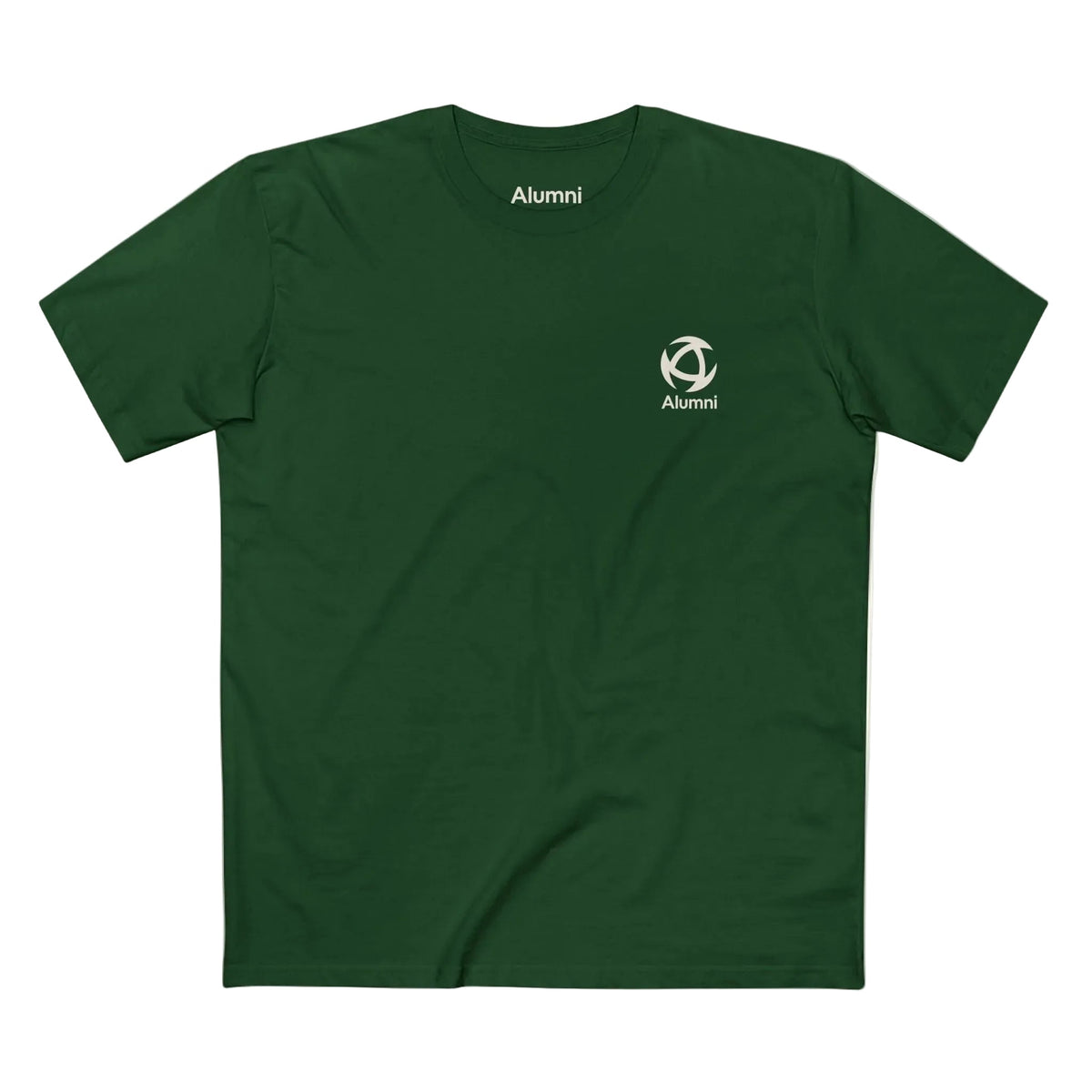 Alumni Supporters Club logo tee in forest green, front