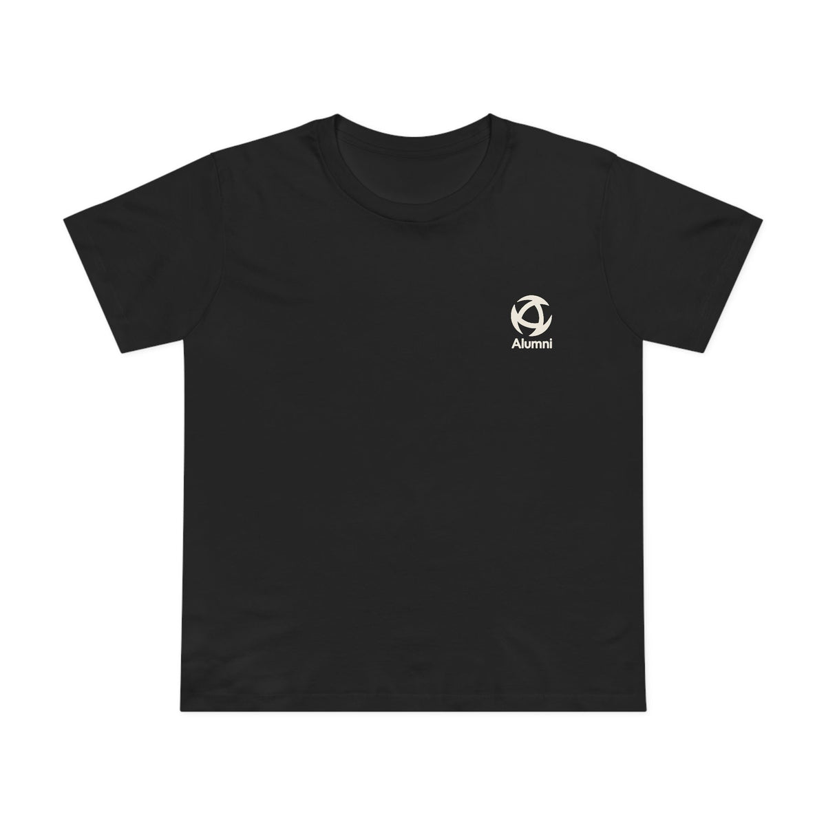 Alumni Supporters Club logo tee, women's, in black, front