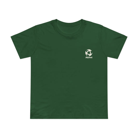 Alumni Supporters Club logo tee, women's, in forest green, front