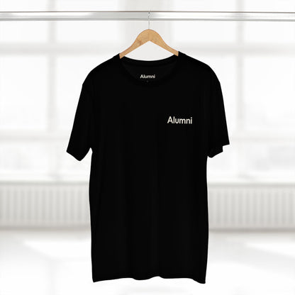 Alumni Supporters Club wordmark tee in black on a hanger