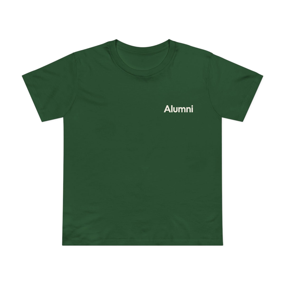 Alumni Supporters Club wordmark tee, women's, in forest green, front