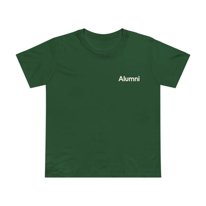 Alumni Supporters Club wordmark tee, women's, in forest green, front
